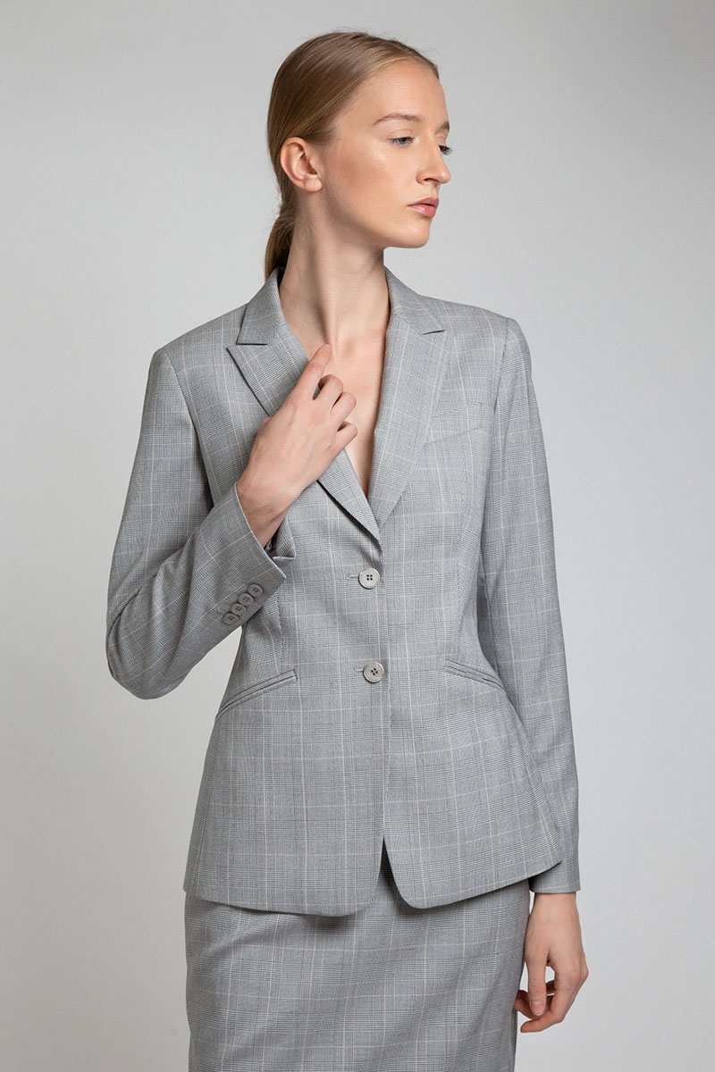 

Приталенный жакет на двух пуговицах VASSA&Co, Серый, VASSA&Co W195217N-1642C54
