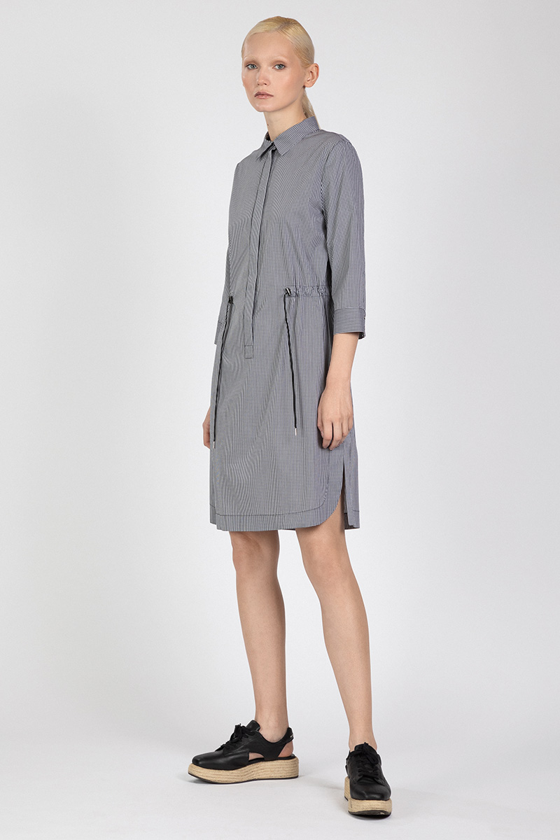 

Хлопковаое платье-рубашка на кулиске VASSA&Co, Черный, VASSA&Co W209961N-1655C99