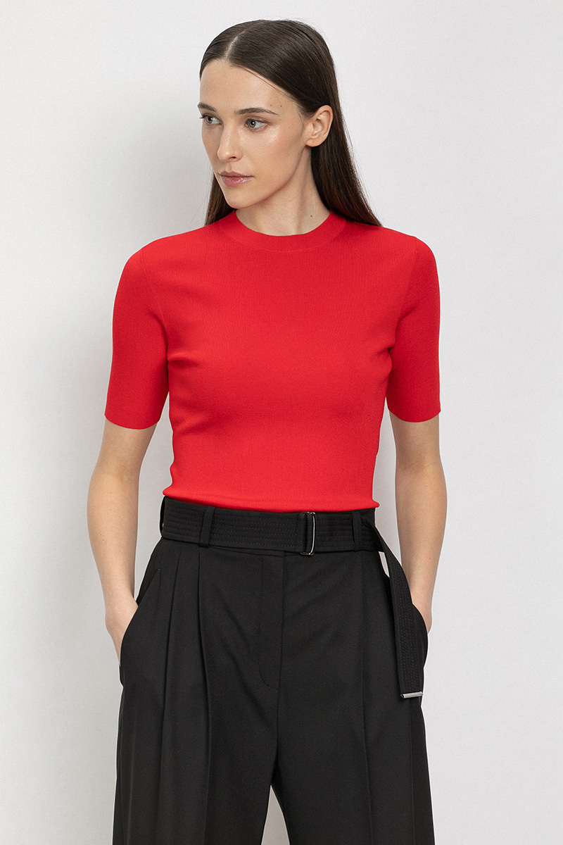

Джемпер женский с коротким рукавом VASSA&Co, Красный, VASSA&Co LKL2063C40