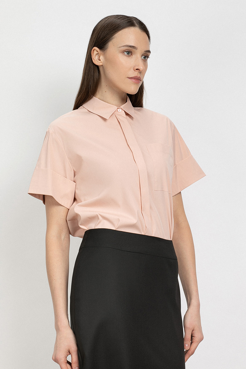 

Блузка прямого силуэта с коротким рукавом VASSA&Co, Розовый, VASSA&Co V216492N-1589C32
