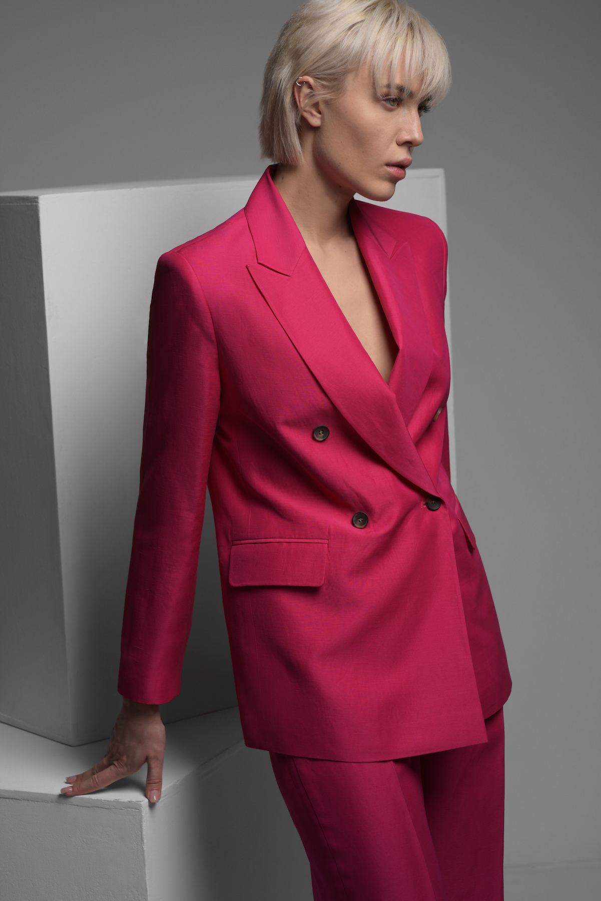 

Жакет двубортный VASSA&Co, Розовый, VASSA&Co V225332N-1906C35