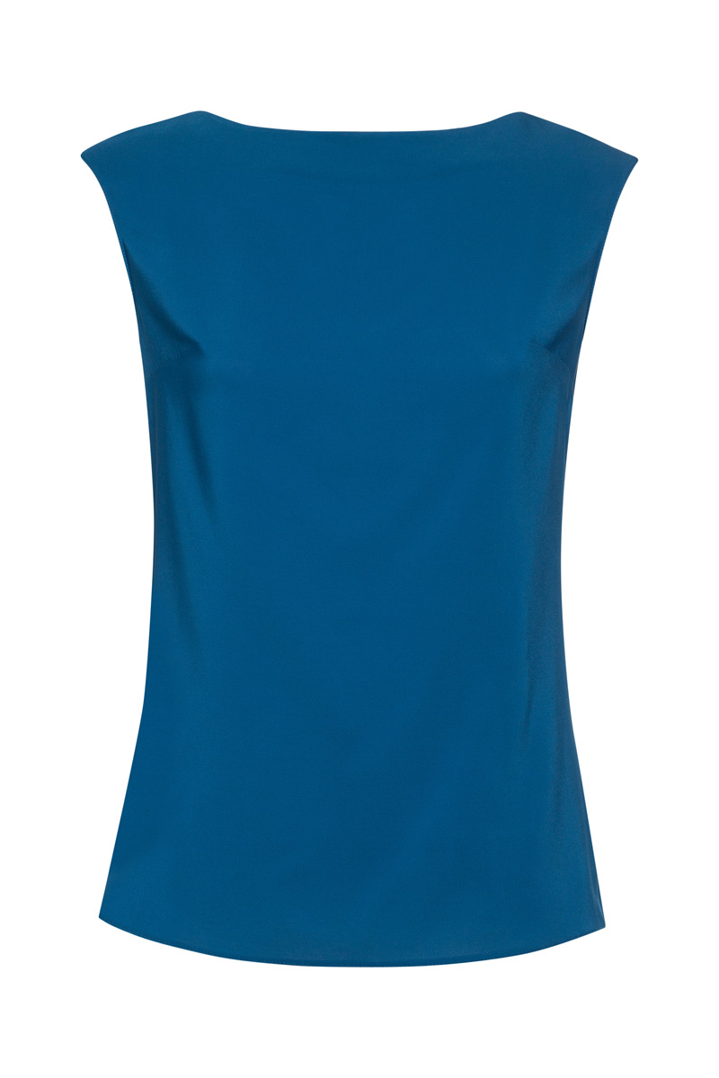 

Базовая блузка с округлой горловиной VASSA&Co, Синий, VASSA&Co W196458N-1659C68