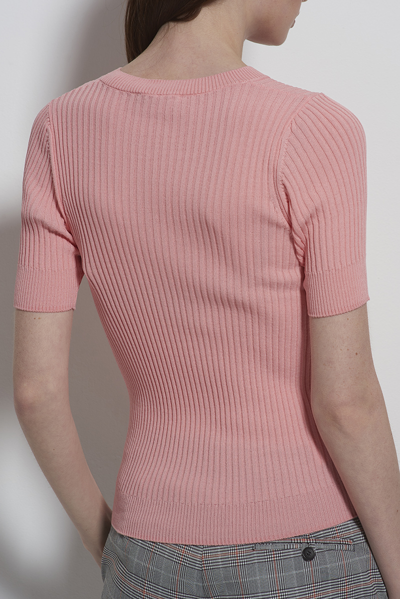 

Джемпер с коротким рукавом из фактурного трикотажа VASSA&Co, Розовый, VASSA&Co PLKL2030C32