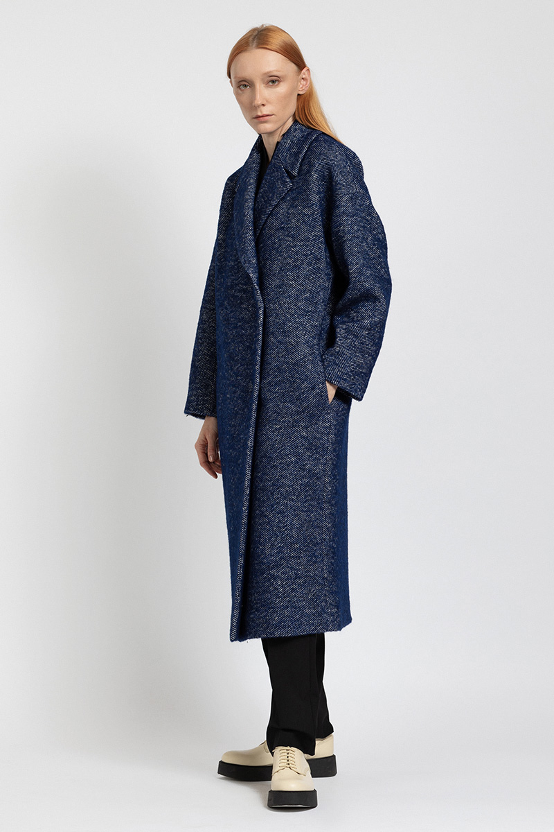 

Пальто oversize с отложным воротником VASSA&Co, Синий, VASSA&Co W201263N-1778C67