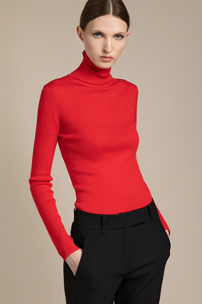 

Водолазка из фактурного трикотажа VASSA&Co, Красный, VASSA&Co LKZ2106C40