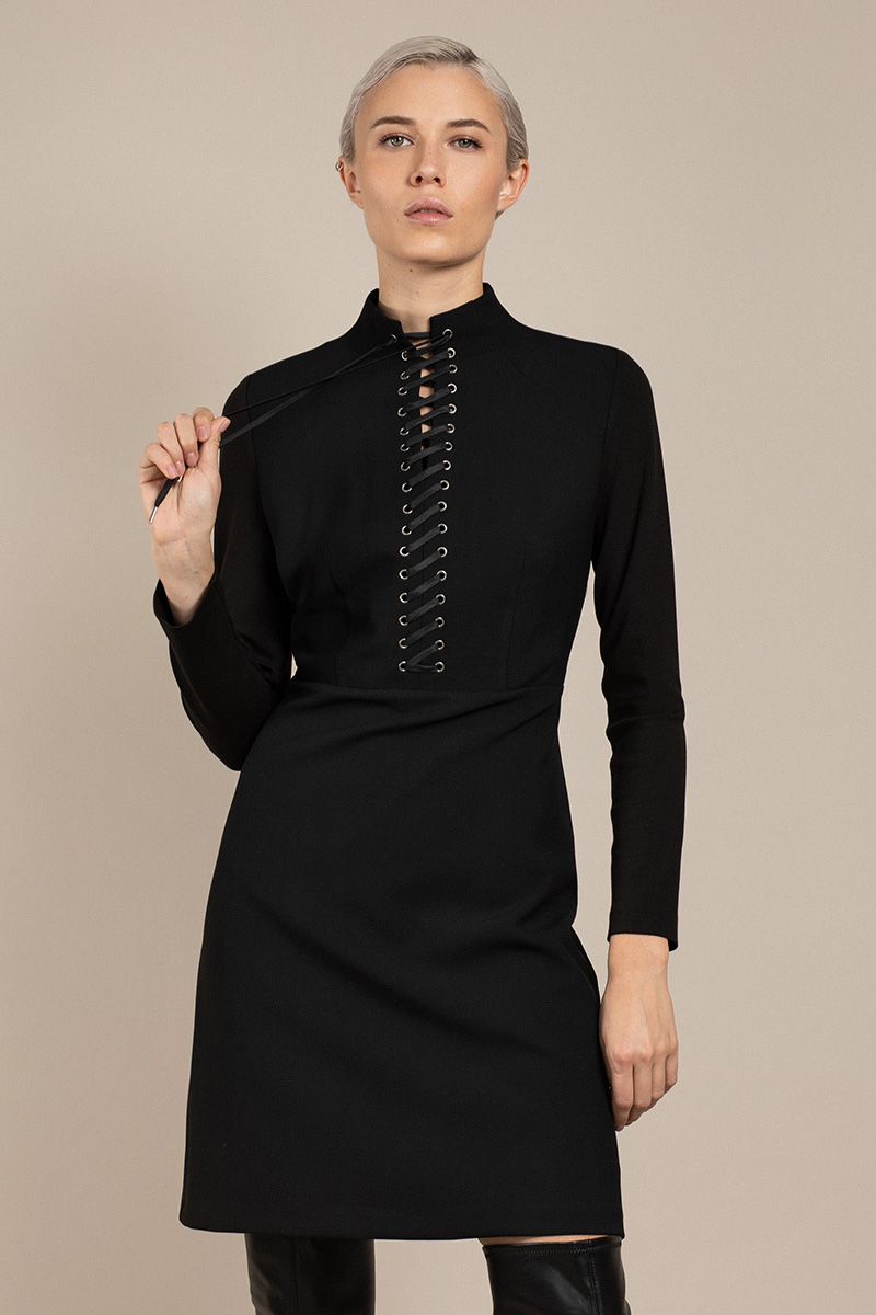 

Укороченное платье с воротником стойкой VASSA&Co, Черный, VASSA&Co V209066N-1176C99