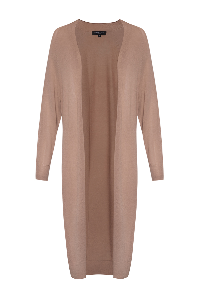 

Удлиненный трикотажный кардиган VASSA&Co, Бежевый, VASSA&Co LKL2102C06