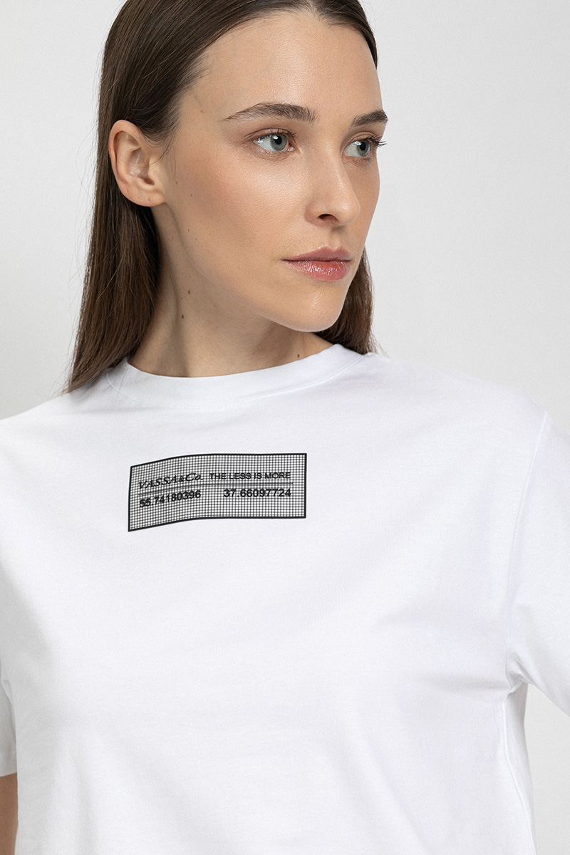 

Базовая футболка с дизайнерским принтом VASSA&Co, Белый, VASSA&Co LKT2107C00