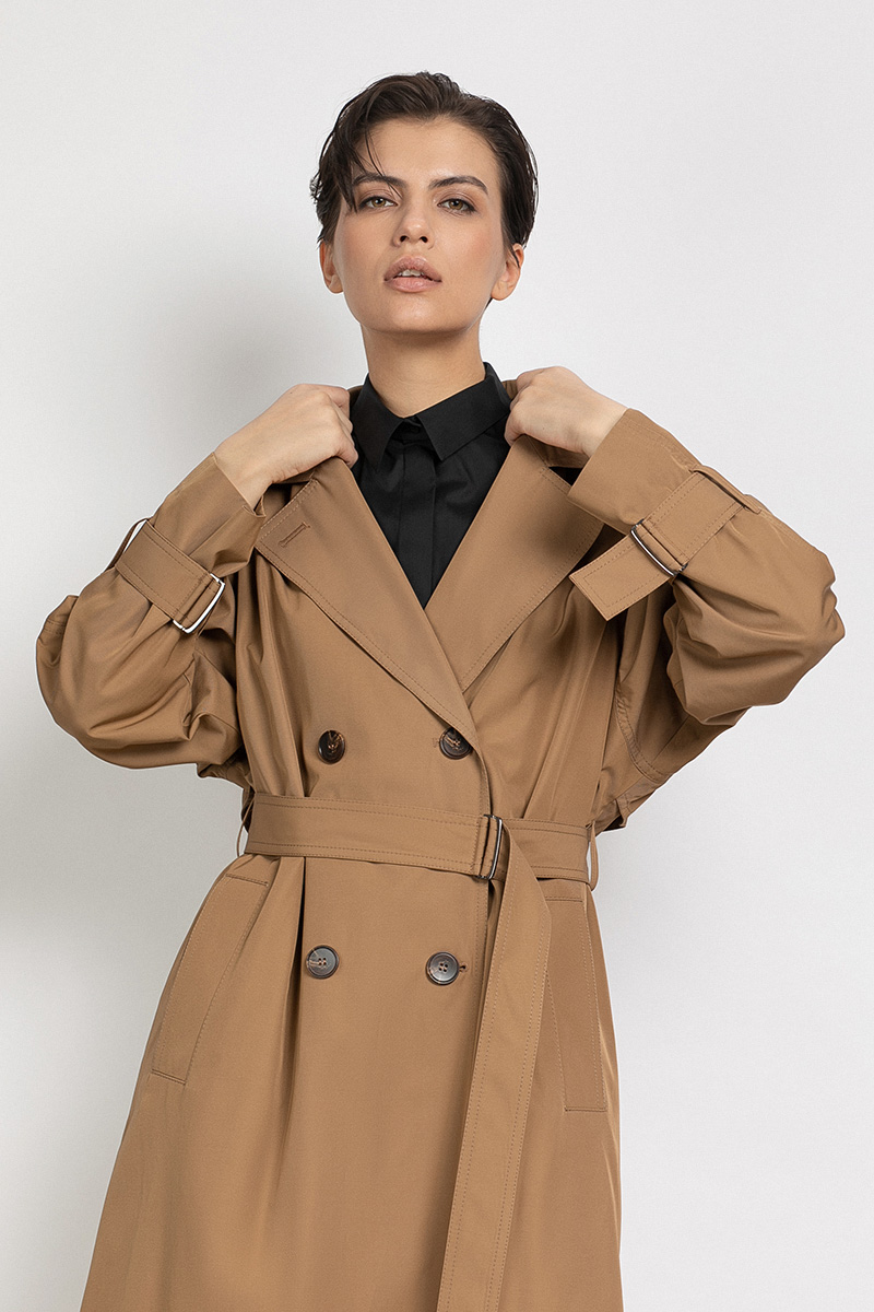 

Элегантный двубортный плащ VASSA&Co, Коричневый, VASSA&Co V213136N-1861C86