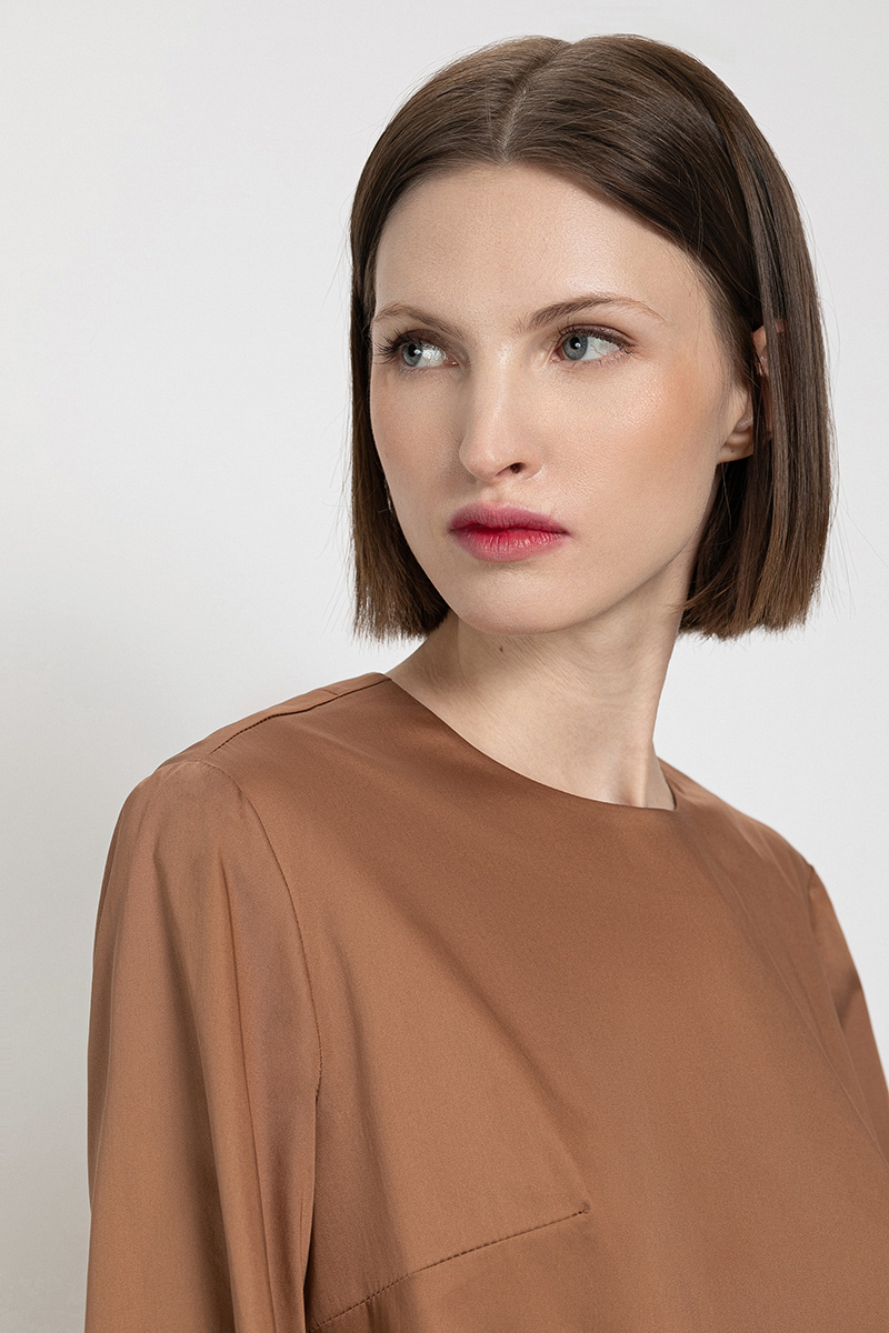 

Платье с коротким рукавом VASSA&Co, Коричневый, VASSA&Co V219127N-1821C85