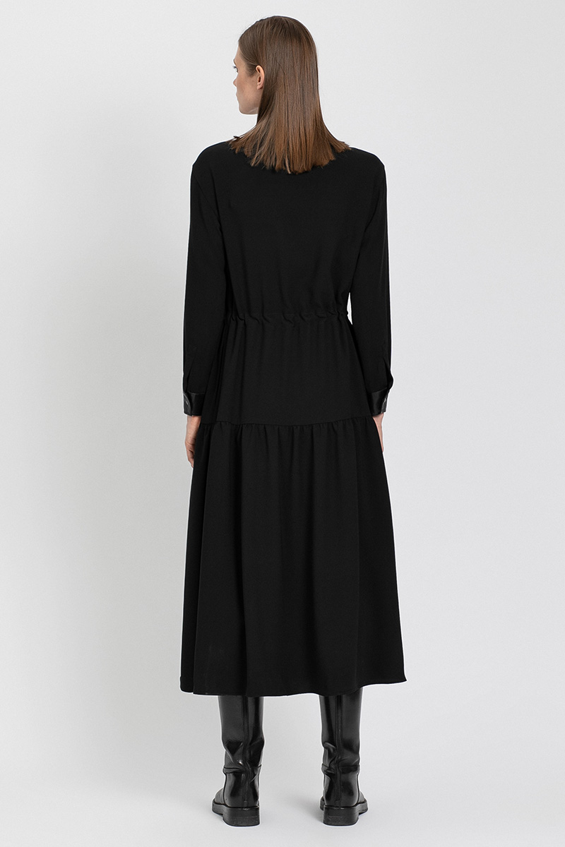 

Платье с деталями из экокожи VASSA&Co, Черный, VASSA&Co V219184N-1822C99